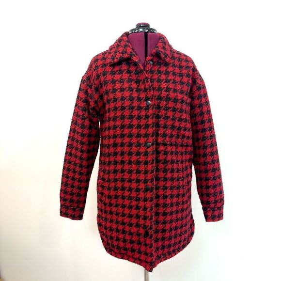 Pimkie Red Black Tweed Short Coat sz S - Picture 4 of 13